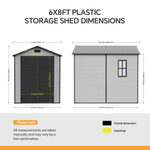 6x8 Ft Plastic Outdoor Garden Storage Shed | Black