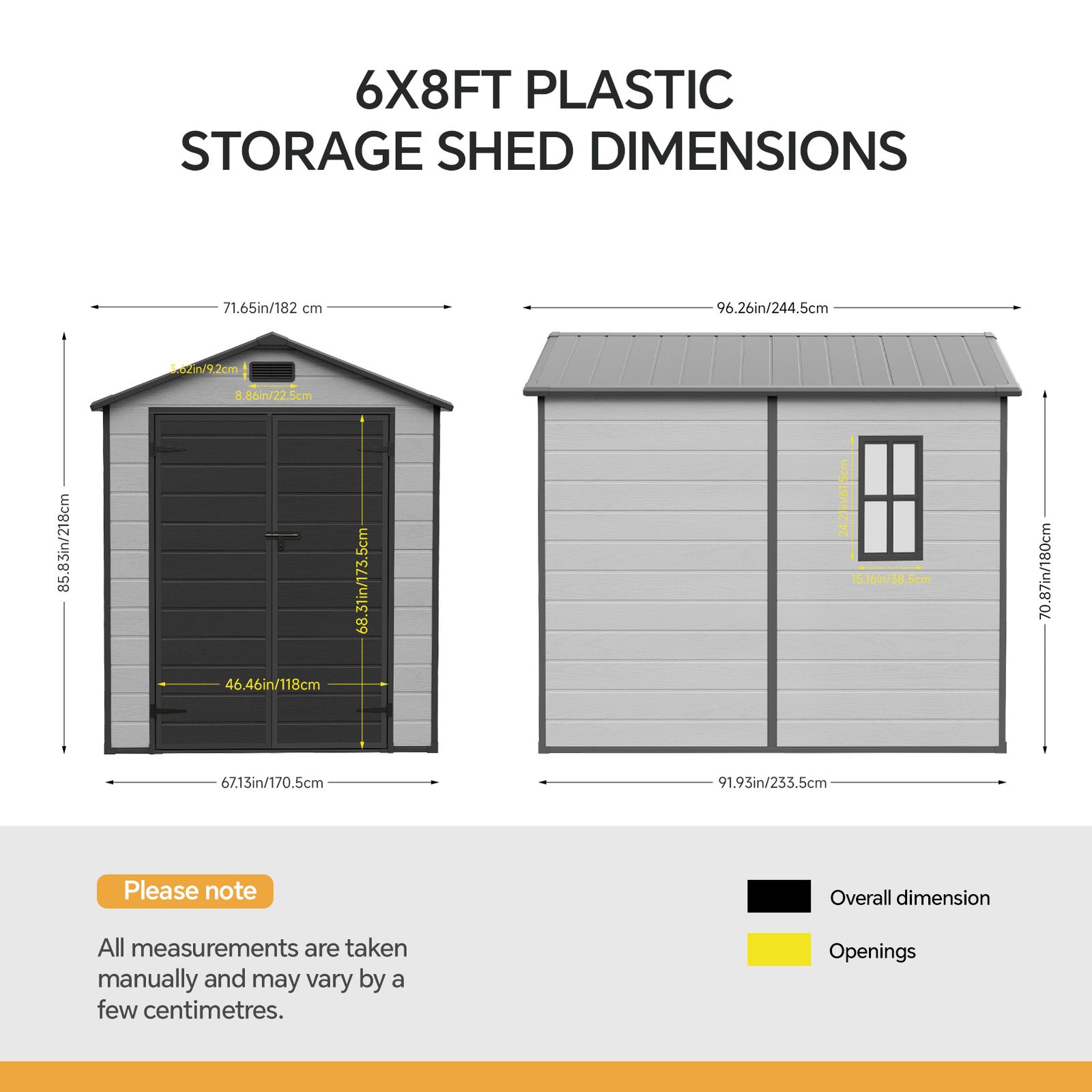 6x8 Ft Plastic Outdoor Garden Storage Shed | Black