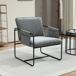 Upholstered Reading Chair With Side Pockets And Steel Frame | One Size | Gray