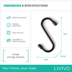 5pc Hanging 's' Hooks - Black