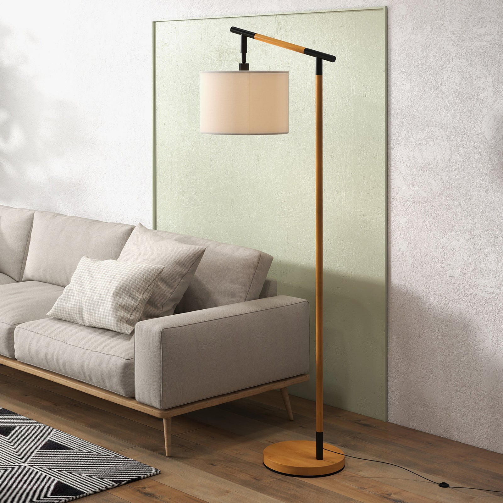 Floor Lamp With 350 Degree Rotating Lampshade Led Bulb | One Size | Brown