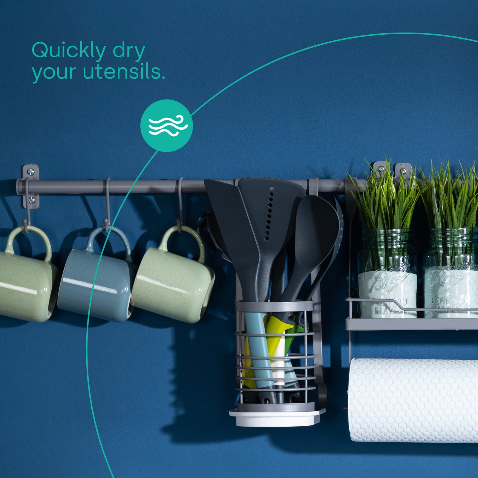 Hanging Utensil Holder - Grey