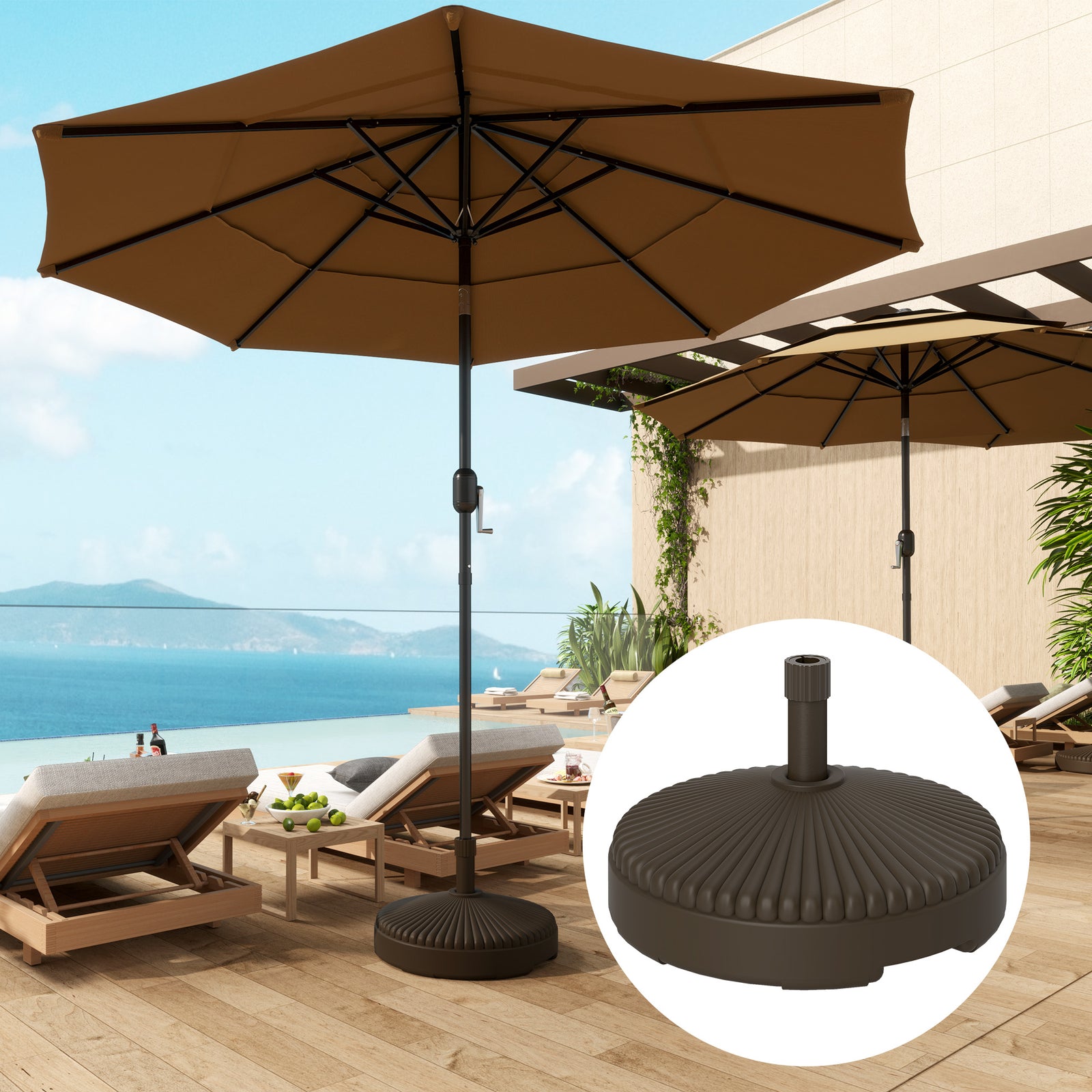 Garden Parasol Base, 28kg Sand Filled, 23kg Water Filled