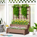 2-tier Raised Garden Bed With Trellis | Brown