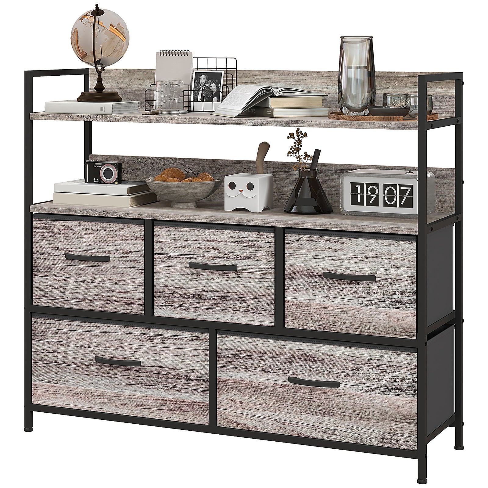 Bedroom Chest Of Drawers 4/5/6/7 Drawer Dresser W/ Shelf | Medium | Gray