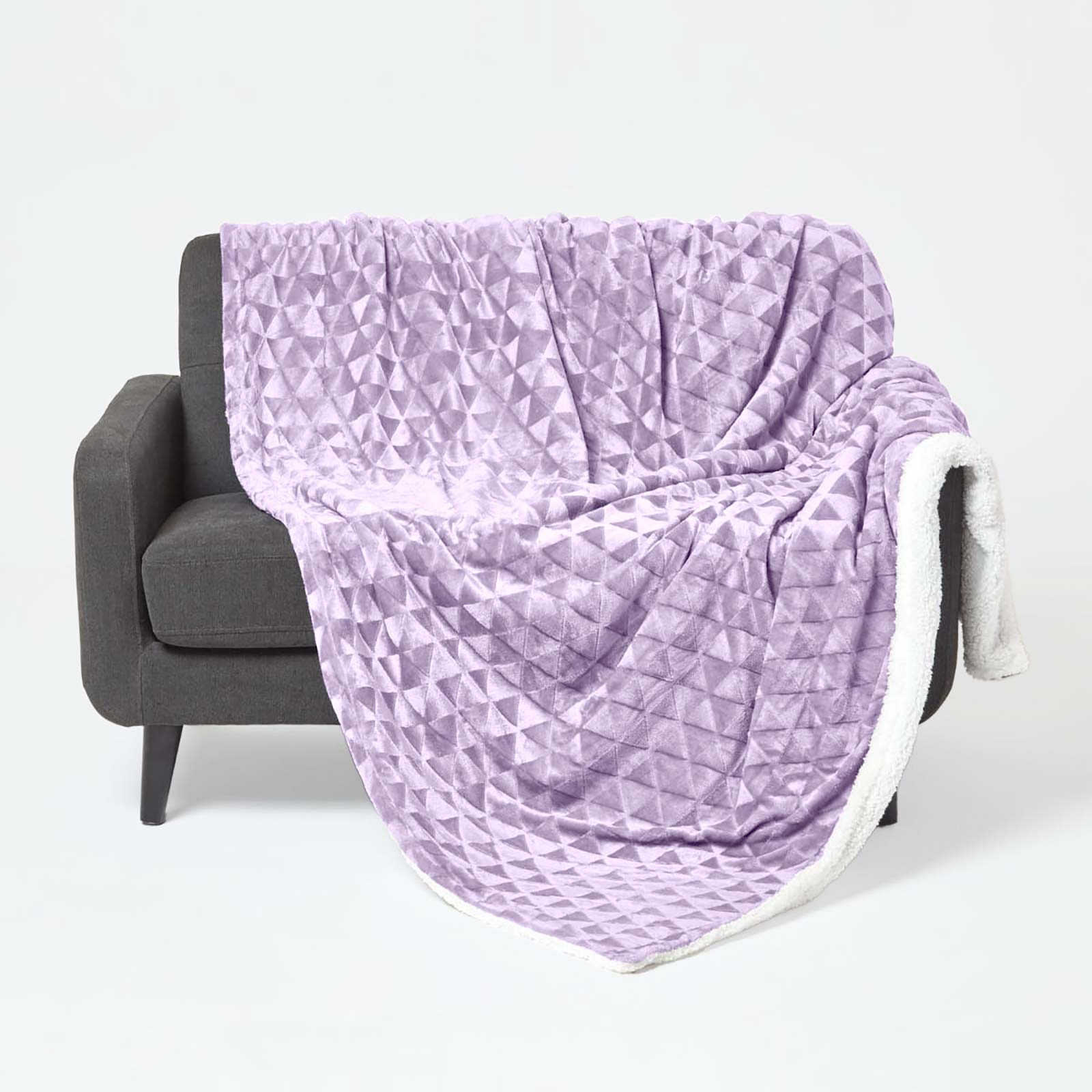 Geometric Triangle Velvet Throw | 200cm x 230cm | Purple