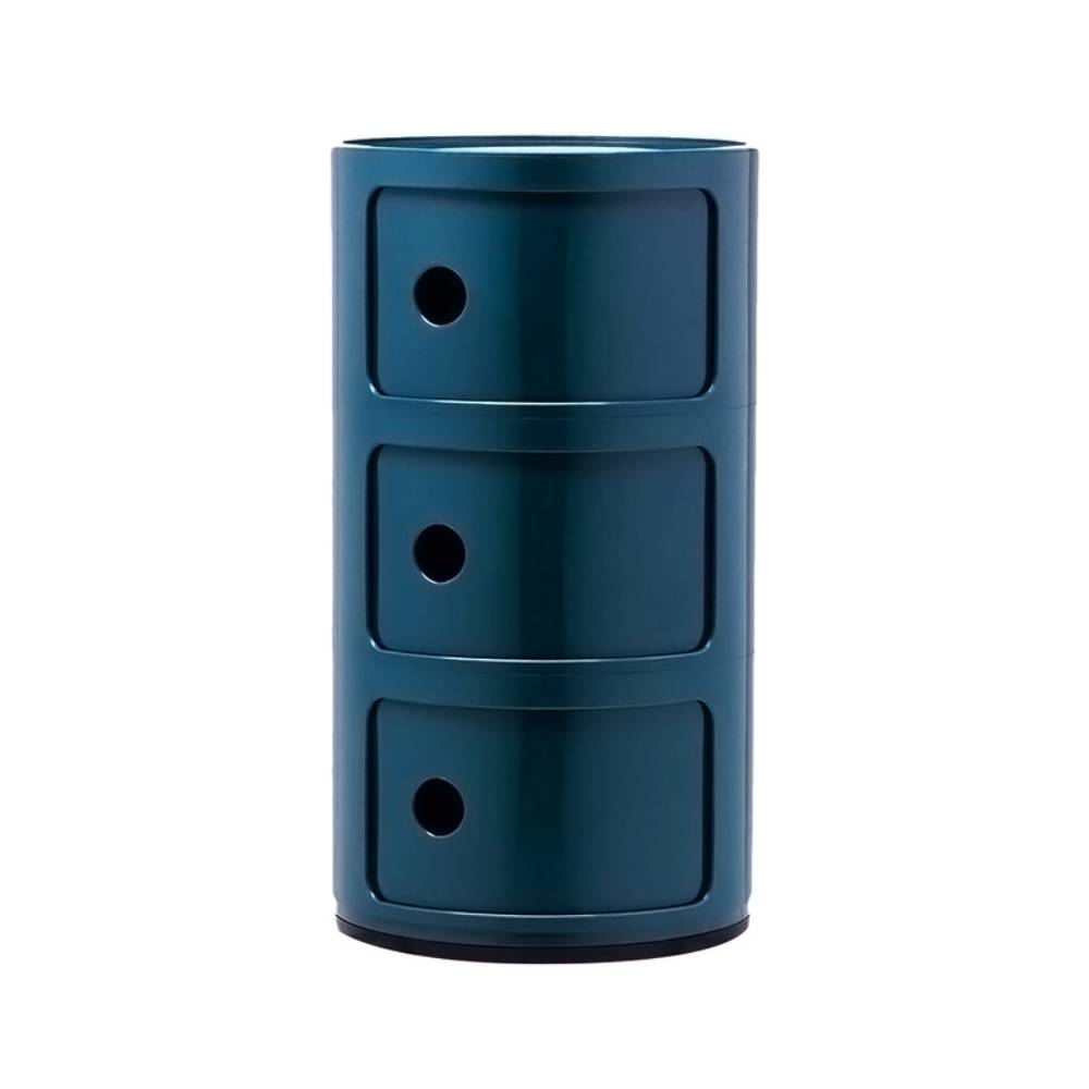 Cylindrical Multi-tiered Plastic Storage Drawer Unit | Blue