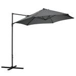 2.5m Cantilever Parasol W/ 360° Rotation, Cross Base | Dark Gray
