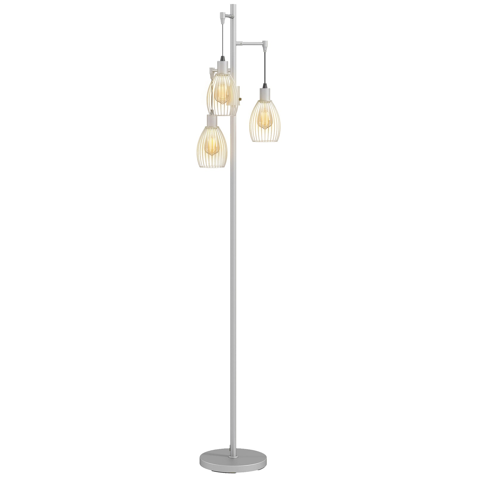 Industrial 3-light Floor Lamp Dimmable Led Standing Lamp | Silver