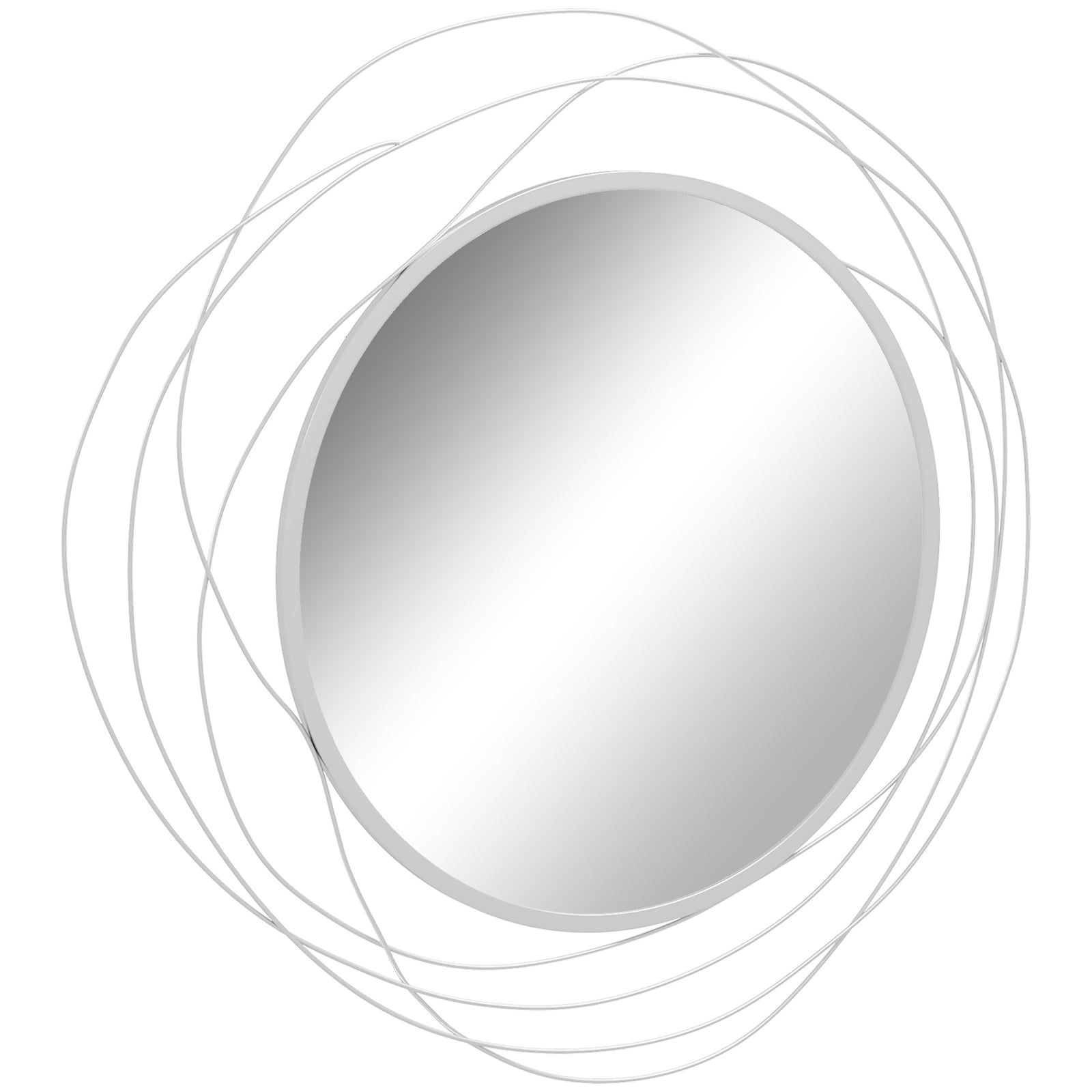 Metal Wall Art 65cm Round Mirror For Living Room | One Size | Silver