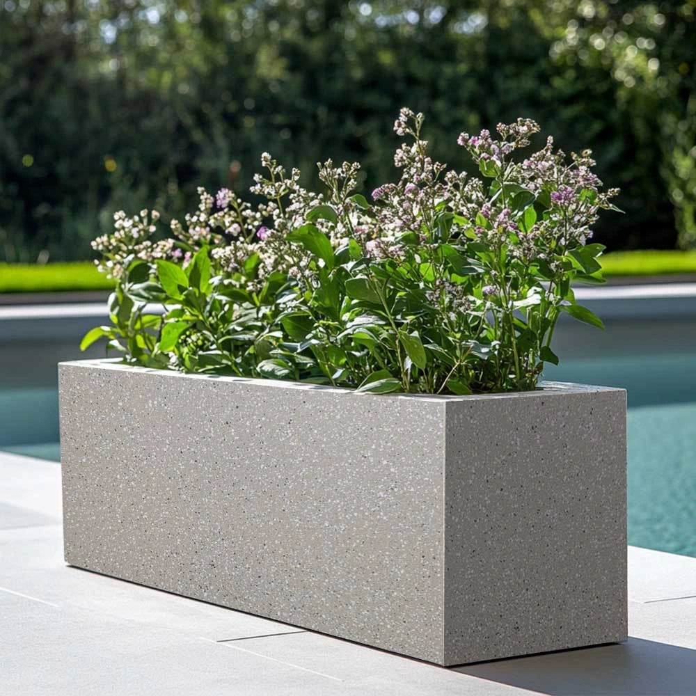 Zinc Galvanised Trough Planter | 75cm x 32cm x 32cm | Grey & White