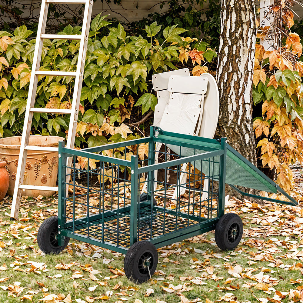 Rolling Garden Work Seat Cart With Storage