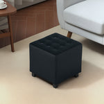 Square Footstool Small Ottoman With Wood Legs For Bedroom | One Size | Gray