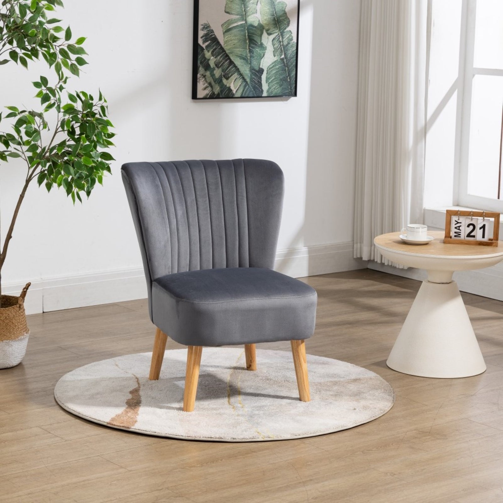 Arezza Velvet Accent Chair | Grey