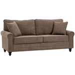 Fabric Sofa 3 Seater Sofa With Throw Pillow | One Size | Brown
