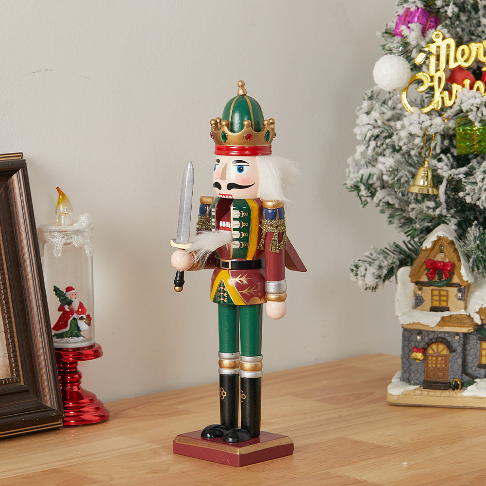 Wooden Nutcracker Soldier Figurine Christmas Ornament With Sword
