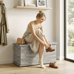 Storage Chest With Safety Hinged Lid, 102l Storage Box | Grey