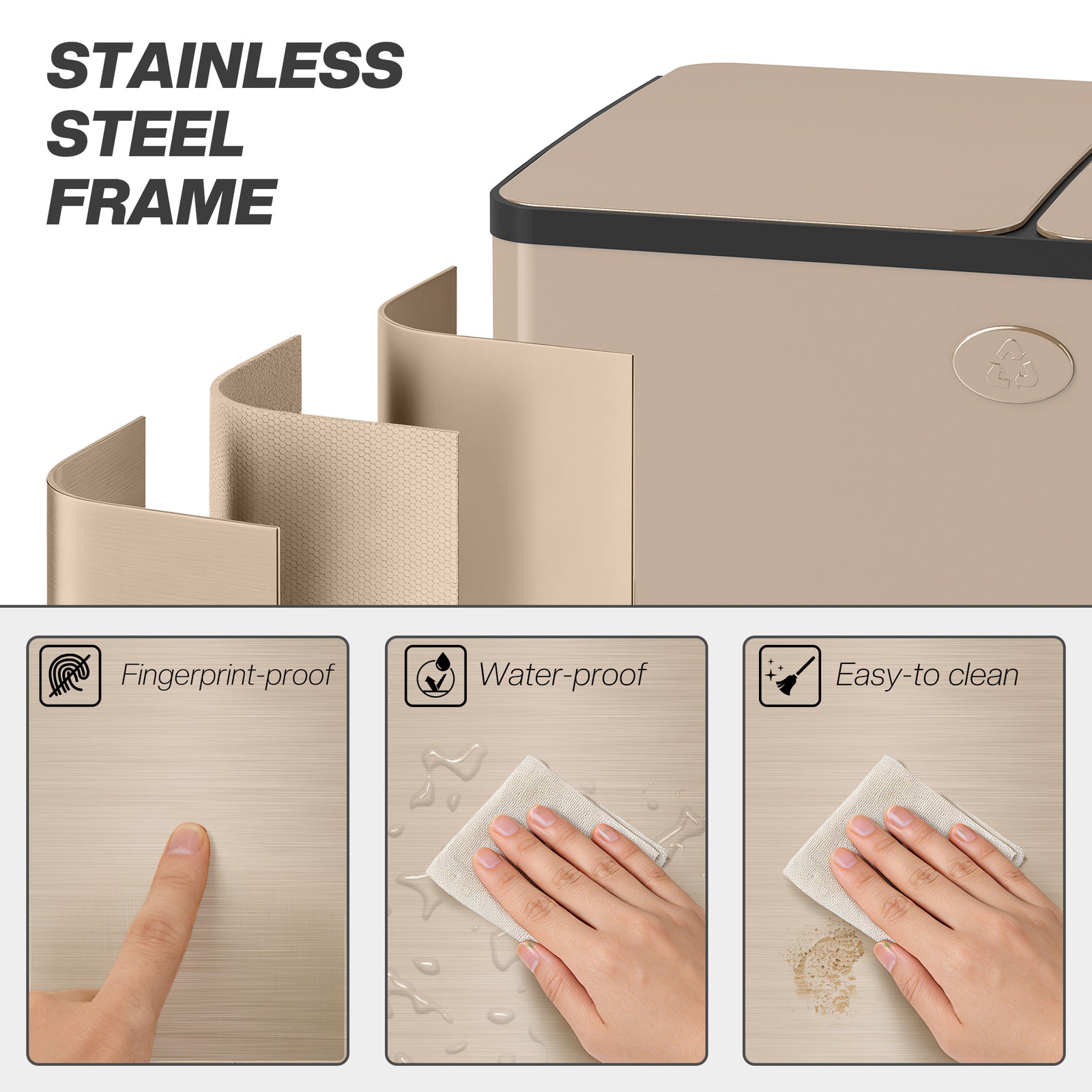 2 X 28l Dual Kitchen Bin Pedal Bin For Recycling And Waste | Gold