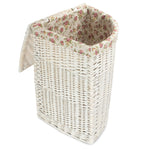 Corner White Wash Laundry Hamper With Garden Rose Lining | Large | Pink