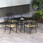 Garden Dining Set W/ Cushioned Chairs & Metal Table