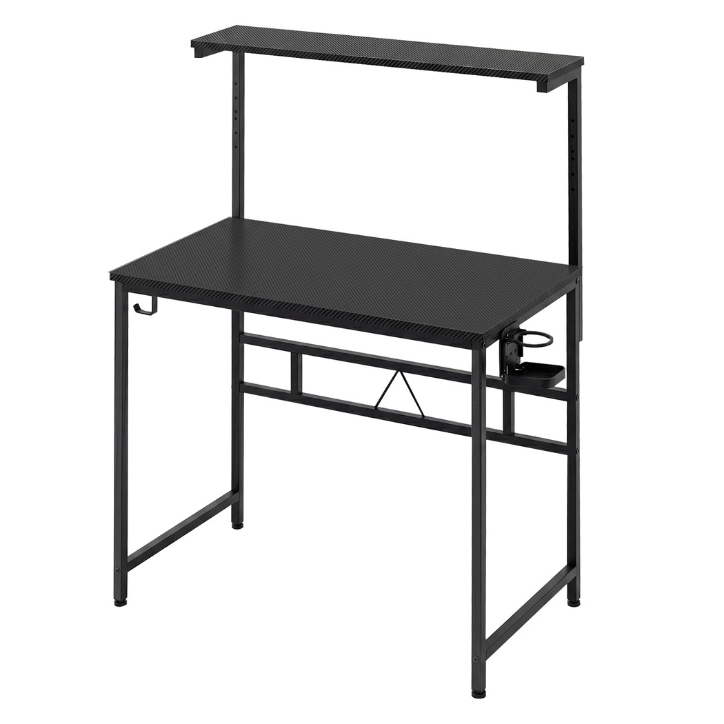 Compact Gaming Desk Pc Computer Table With Adjustable Monitor Shelf | Black