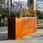 Long Corten Steel Long Tall Trough Metal Planter - Pre Rusted | 90cm x 30cm x 60cm | Brown