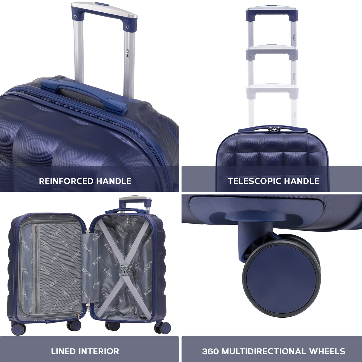 Set Of 3 Hard Case Bubble Design Check-in Size Suitcases Hold Luggage - Overhead Cabin Bag With Medium & Large Check-in 20kg+ Hold Suitcase | Set of 3 | Navy Blue