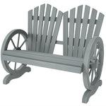 2 Seater Garden Bench W/ Wheel-shaped Armrests Grey