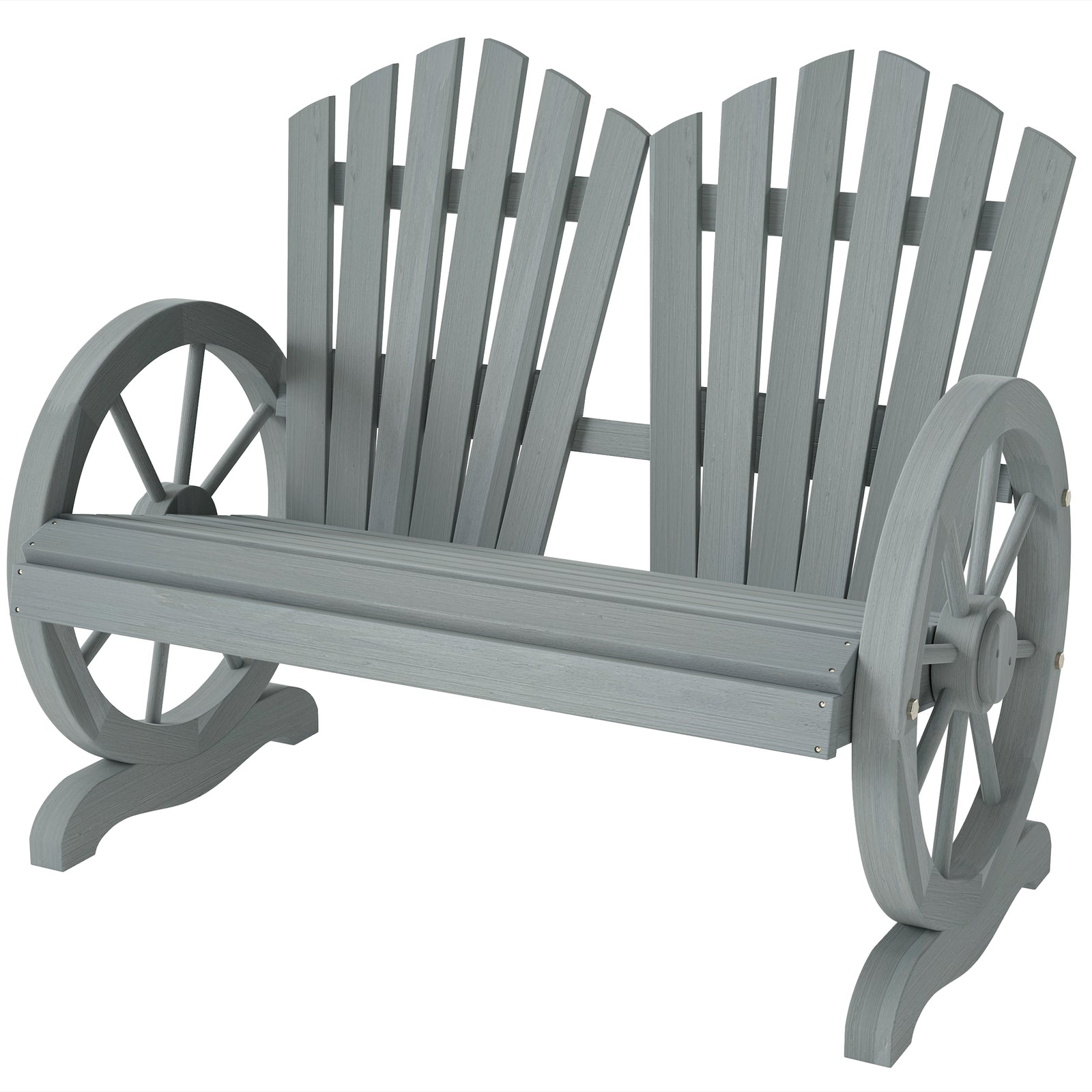 2 Seater Garden Bench W/ Wheel-shaped Armrests Grey