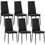 6-pieces Dining Chairs, Faux Leather Kitchen Chairs | Black