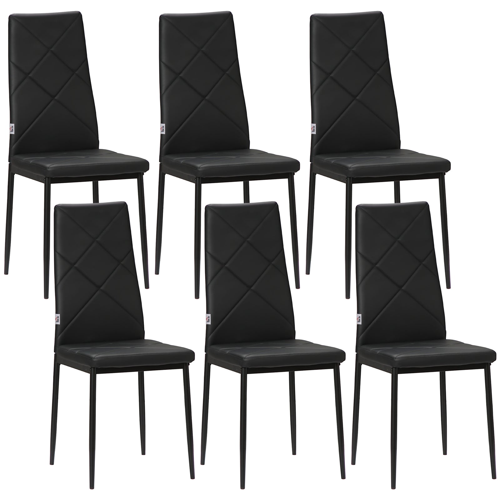6-pieces Dining Chairs, Faux Leather Kitchen Chairs | Black
