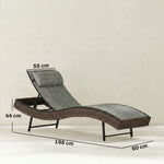 Rattan Sun Lounger With 5 Position Back, Texteline Seat | Brown