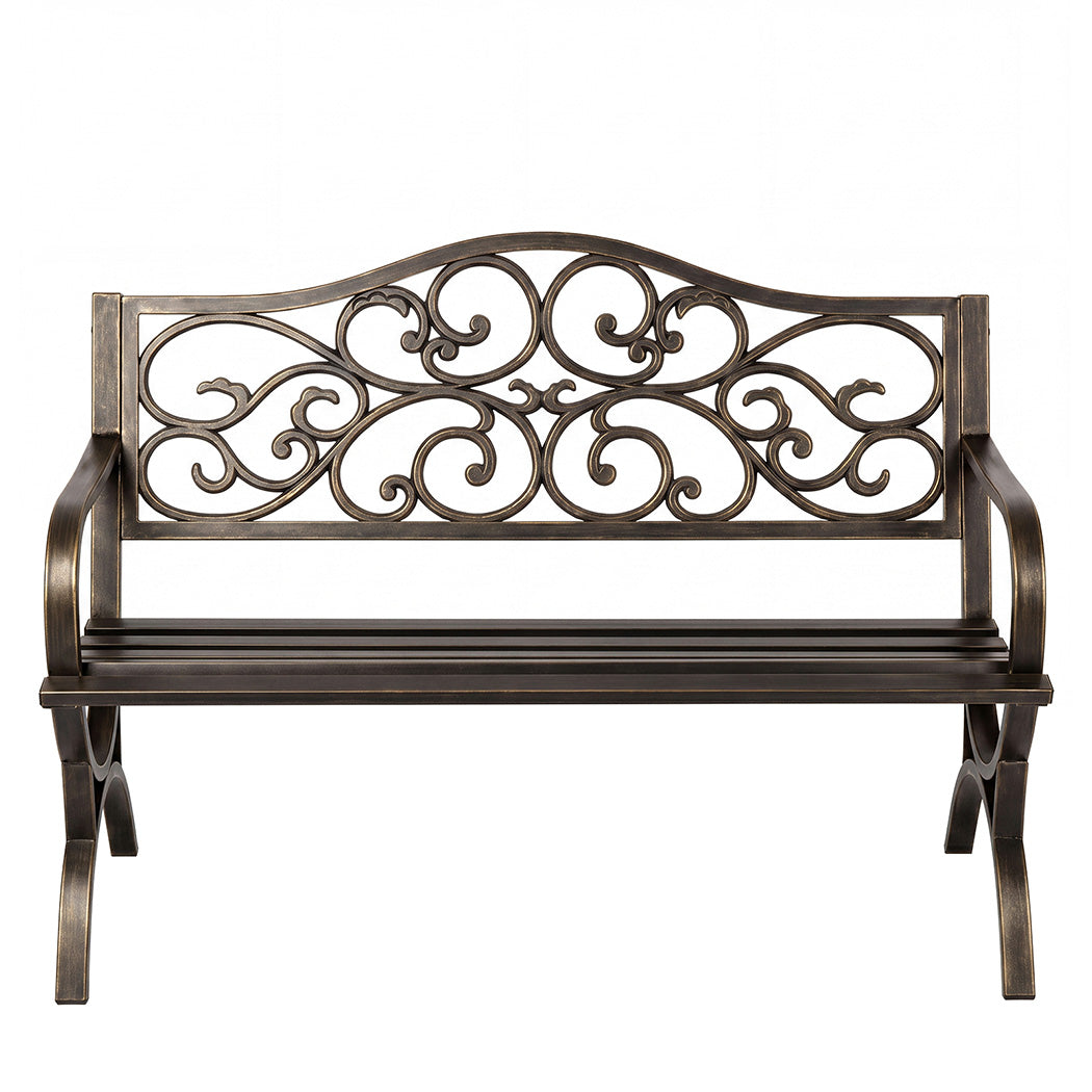 Garden Bench, Outdoor Bench,300kg Metal, Floral Pattern, Bronze | Bronze