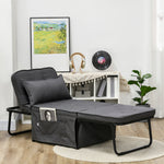 Folding Sleeper Chair Bed With Pillow And Side Pockets | One Size | Charcoal Gray