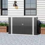 Garden Storage Shed Bike Metal Pent Tool Shed House Galvanized Steel Can Put 3-4 Bicycles (d105x W210x H130cm) | Charcoal Black