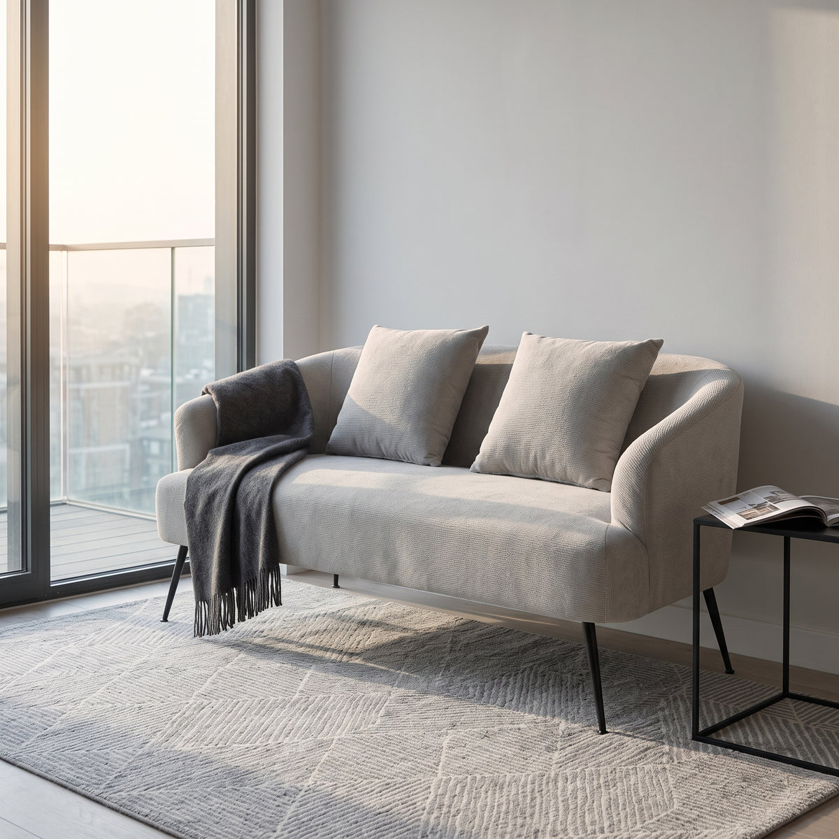 Breeins Modern Chenille 2-seater Sofa With 2 Scatter Cushions