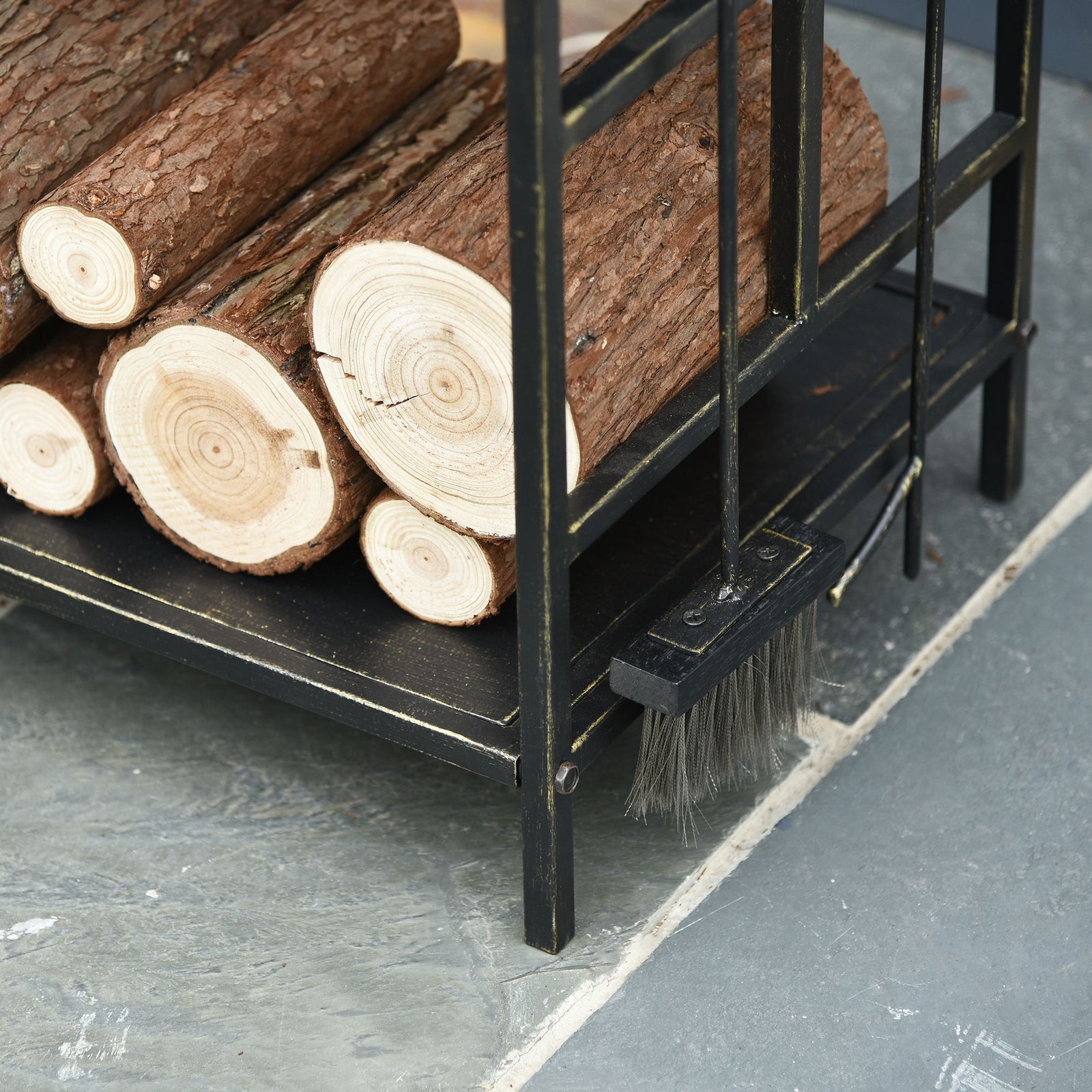 77cm Wrought Iron Firewood Holder W/ 4 Tools