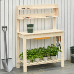 Garden Potting Bench, Sliding Tabletop, Natural | Natural