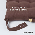 100% Cotton Seat Pads Plain Chair Cushions For Dining Room, Kitchen, Or Outdoor Garden Use | Set-of-6 | Chocolate