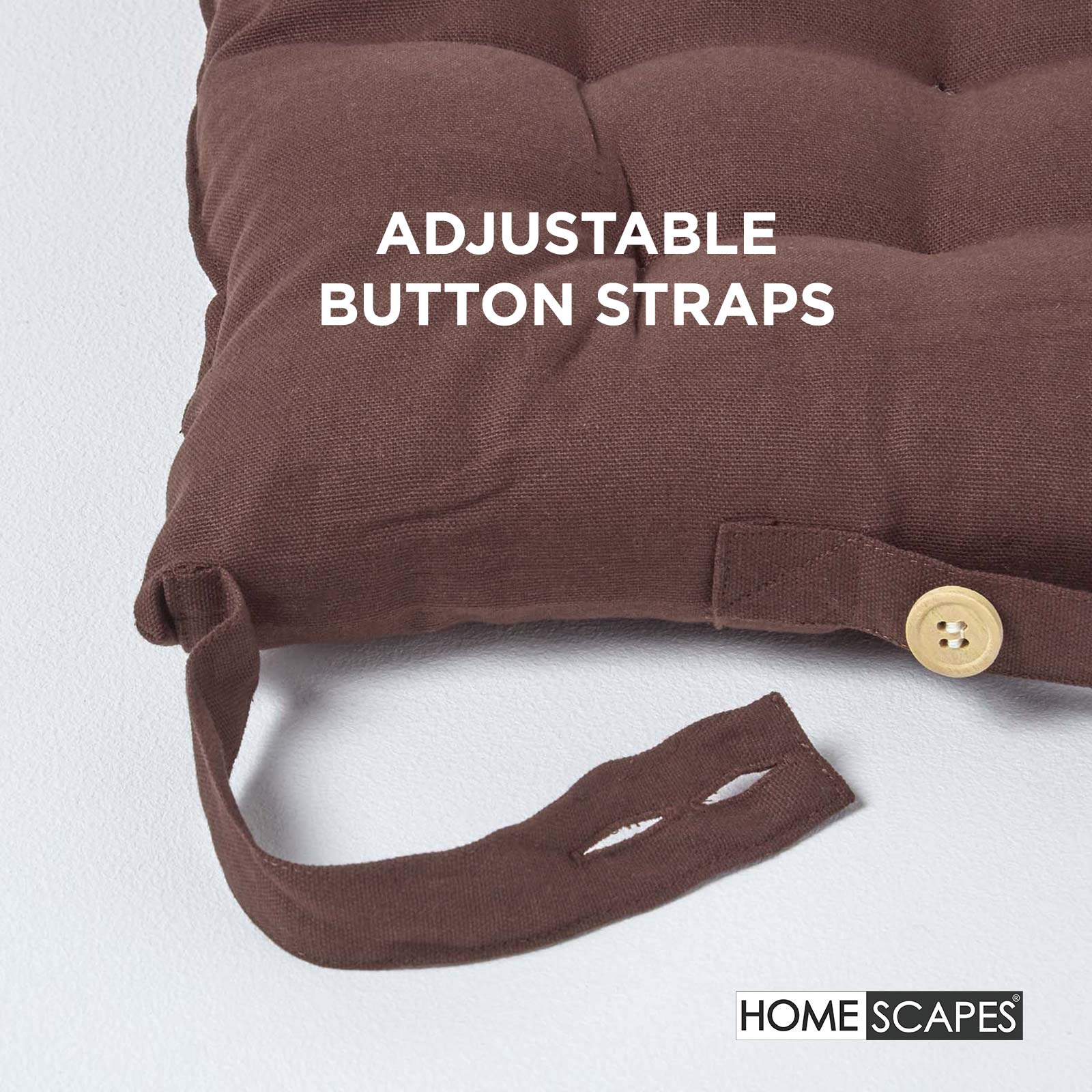 100% Cotton Seat Pads Plain Chair Cushions For Dining Room, Kitchen, Or Outdoor Garden Use | Set-of-6 | Chocolate