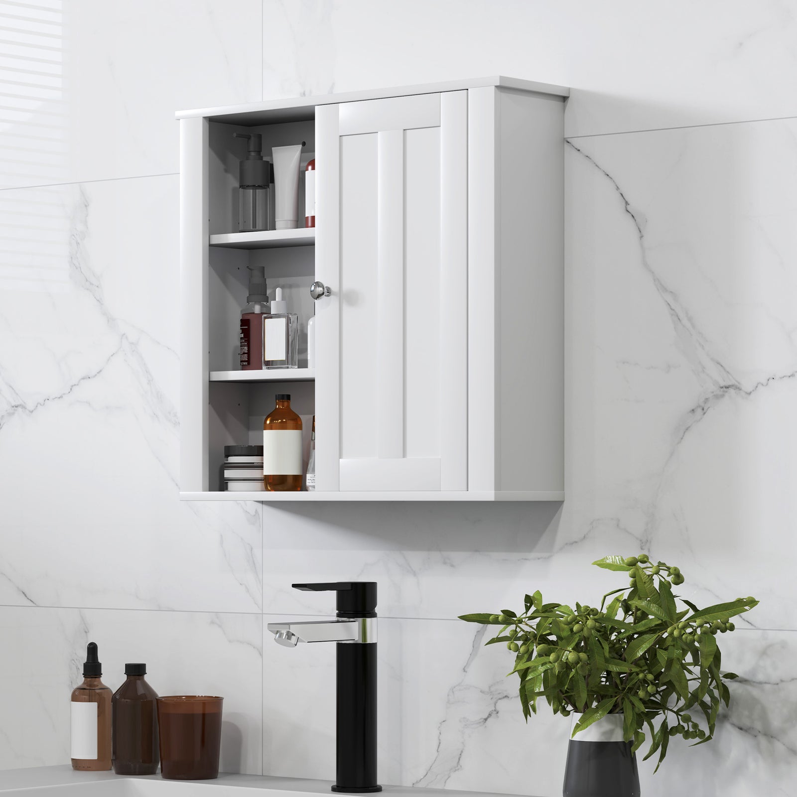Modern Wall Mounted Bathroom Cabinet With Adjustable Shelves
