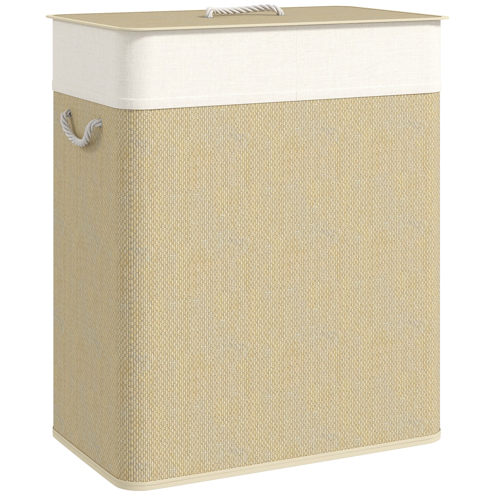100l Laundry Basket With Lid, Washing Basket For Bathroom | Cream