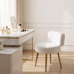 Upholstered Dressing Table Stool With Adjustable Feet | White