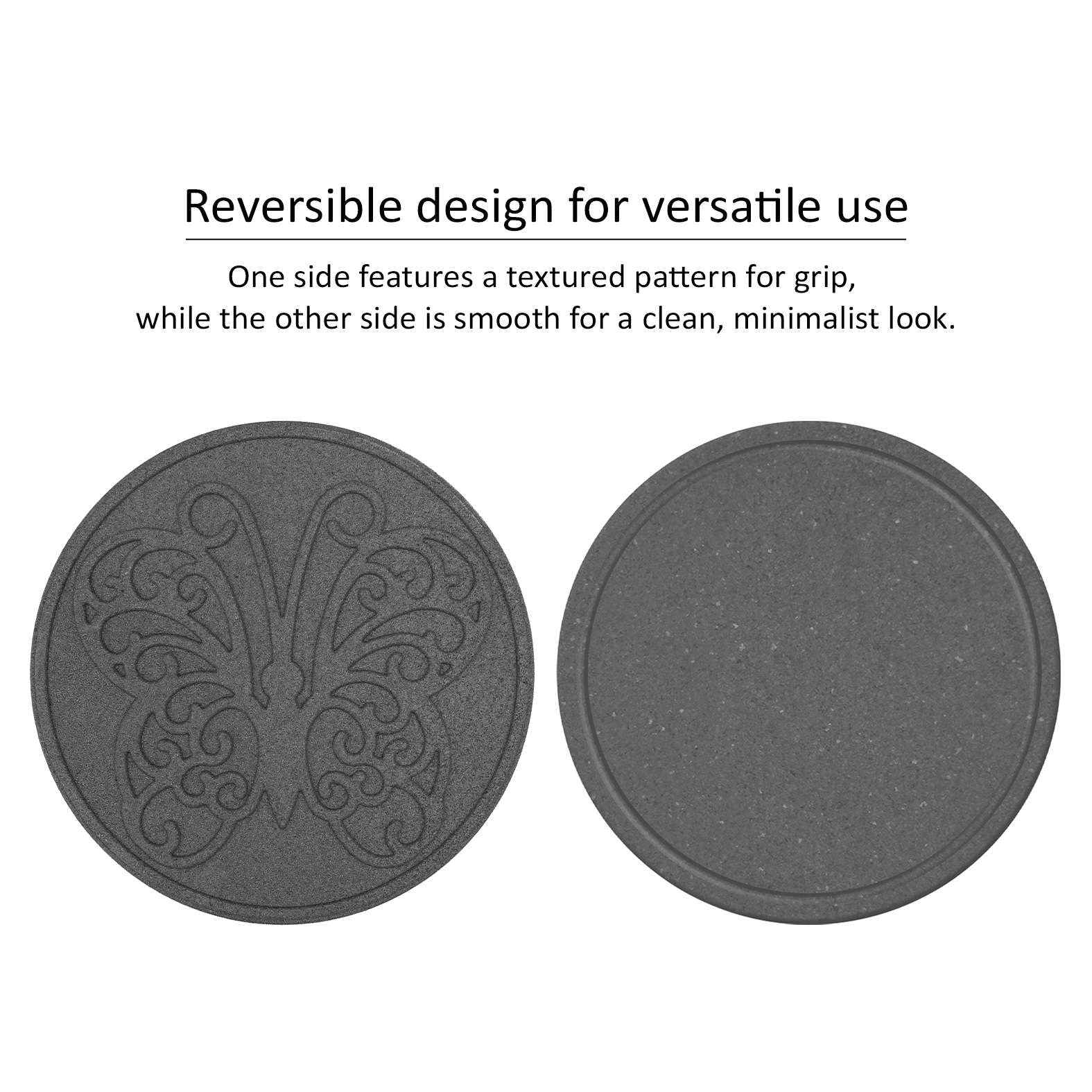 Recycled rubber Reversible Stepping Stone - Butterfly | Set-of-2 | Gray