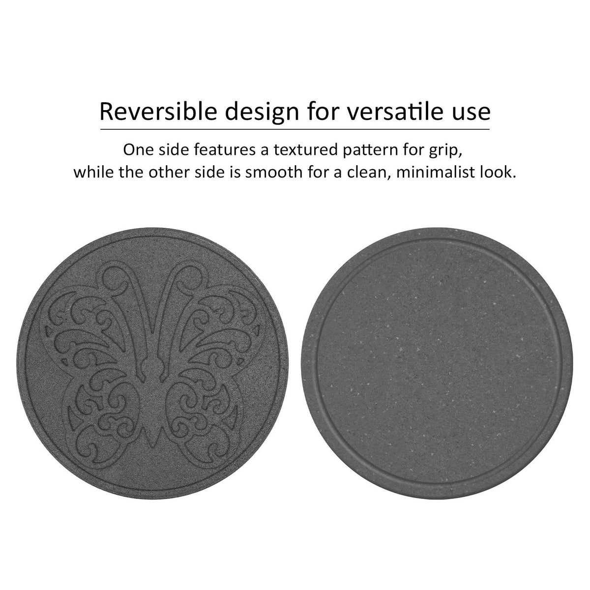 Recycled rubber Reversible Stepping Stone - Butterfly | Set of 2 | Gray
