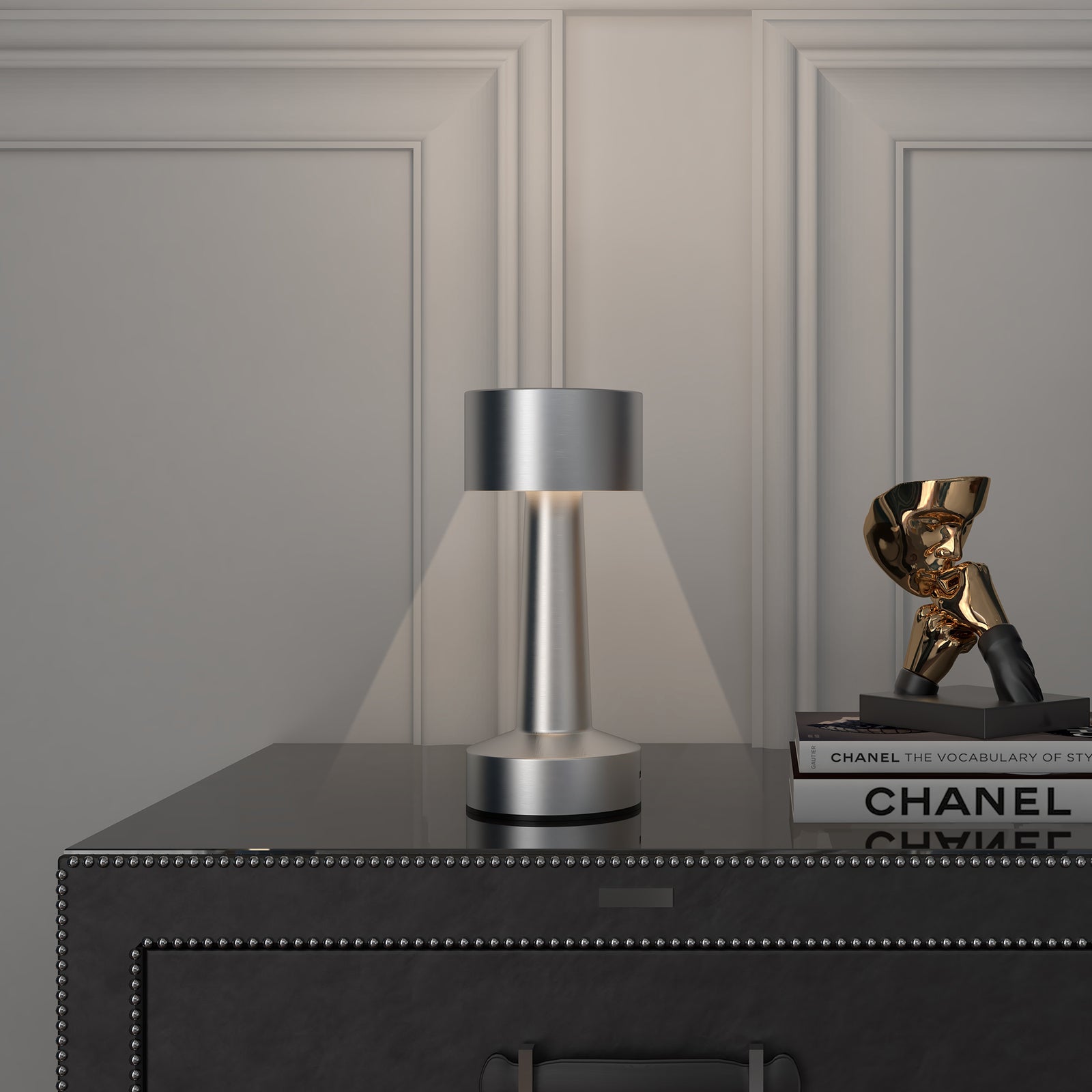 Led Cordless Table Lamp With Battery Operated Silver