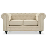 Chesterfield Scroll Arm Velvet Sofa 2 Seater | Beige