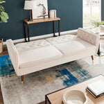 Velvet Click Clack Button Back Sofa Bed - 3 Seater | Cream
