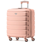 56x45x25cm Large Cabin Carry On Case - Overhead Luggage Suitcase - 4 Spinner Wheels - Abs Shell | 56 x 45 x 25cm | Rose Gold
