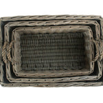 Wicker Shallow Antique Wash Storage Basket | Set of 3 | Brown
